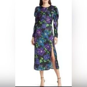 Adelyn Rae Purple and Blue Sheath Dress Long Puff Sleeves